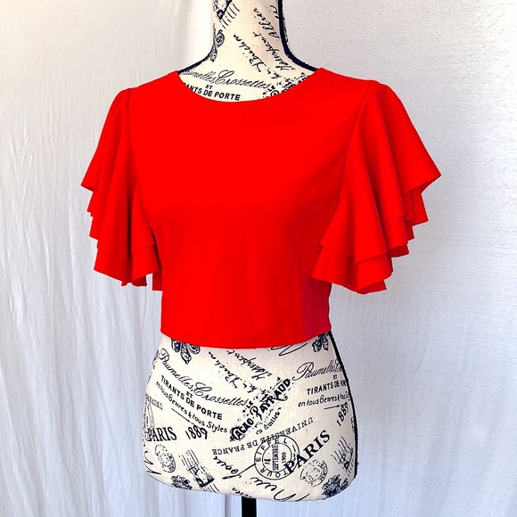 SHEIN | Flutter Sleeve Crop Top | S - Picture 2 of 3